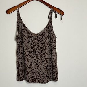 Abercrombie Fitch Top‎ Cami Tank Sz XL Leopard Animal Flowy Spaghetti Strap